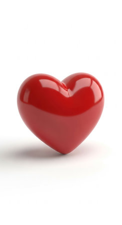 Red heart isolated on white background. 3d render. Love conceptの写真素材