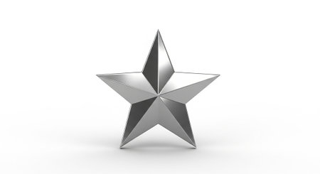 3d rendering of a silver star isolated in white studio background.の写真素材
