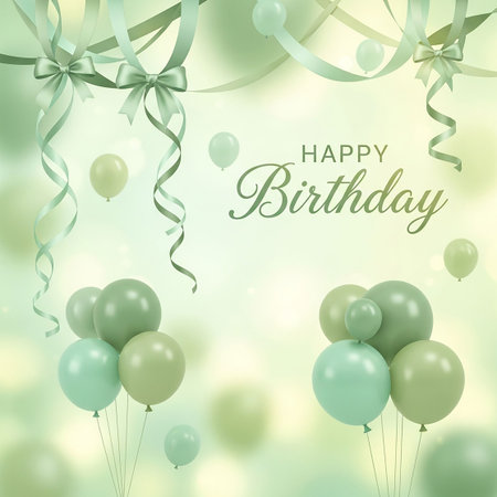 Happy Birthday Greeting Card with Balloons. Vector Illustrationの写真素材