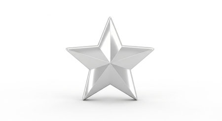 3d rendering of a silver star isolated in white studio background.の写真素材