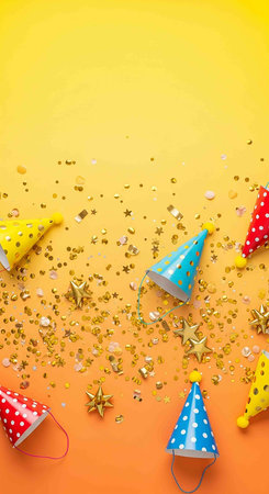 anniversary celebration card with golden balloons and candles. Vector illustrationの写真素材