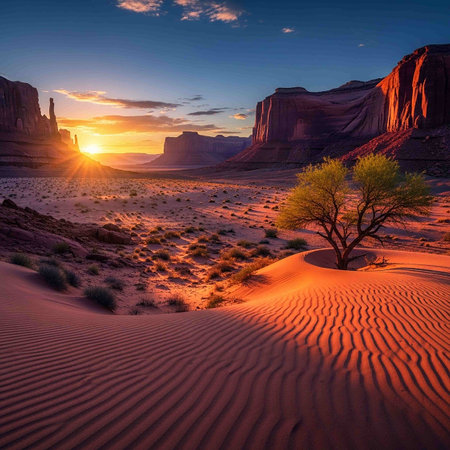 Sunset in Monument Valley National Park, Utah, United States.の写真素材