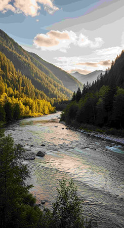 Mountain river in autumn. Altai, Siberia, Russia.の写真素材