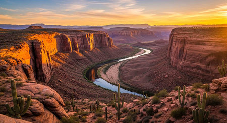 Sunset over the Colorado River, Canyonlands National Park, Utah, USAの写真素材