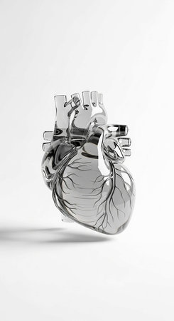Human heart model on white background. 3d rendering. Computer digital drawing.の写真素材