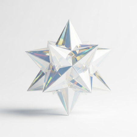 3d rendering of crystal star on a white background, computer generated imagesの写真素材