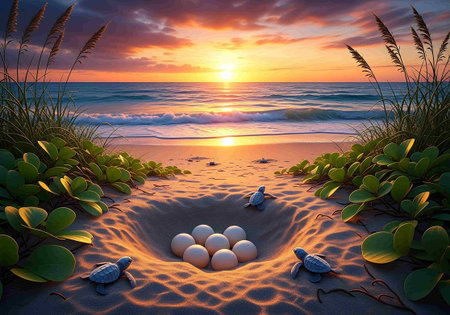 Sunset on the beachの写真素材