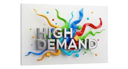 High-detailed 3D Illustration of HIGHLAND DEMAND signの写真素材
