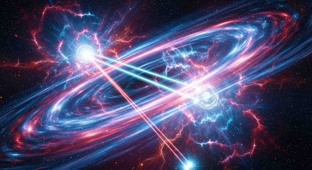 Abstract space background with stars and nebula. 3D illustration.の写真素材