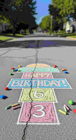 Colorful chalk drawing on asphalt.の写真素材