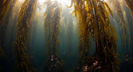 Seaweed at the bottom of the sea. Beautiful natural backgroundの写真素材