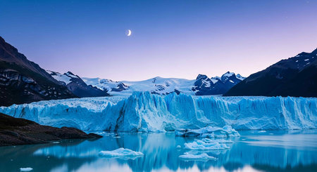 Moonrise in Glacier Perito Moreno, Patagonia, Argentina