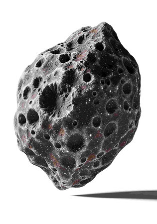 3d rendering of an asteroid in space isolated on white background.