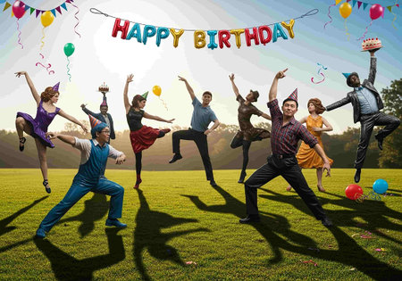 Happy Birthday Party Cheerful Celebration Happiness Concept. Group of Peopleの写真素材