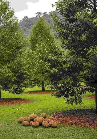 Fruit tree in the park. 3D rendered Illustration.