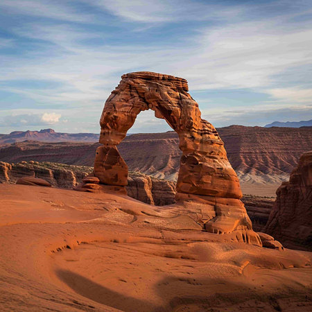 Famous Delicate Arch in Arches National Park, Utah, USAの写真素材