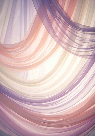 abstract background with violet and white curvy satin ribbons