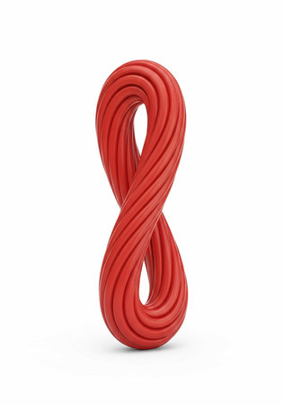 Red 3D Number Eight Isolated on White Background. 3D Illustration.