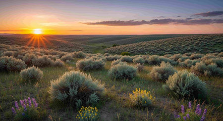 Sunset over the lavender field. Sunset over lavender field.の写真素材