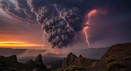 Tenerife, Canary Islands, Spain. Storm over the Caldera de Taburiente