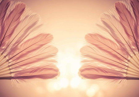 Beautiful feather background - soft focus and vintage filter effect, soft focusの写真素材