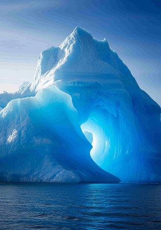 Iceberg in the ocean. 3D rendered Illustration. Global warming concept.の写真素材
