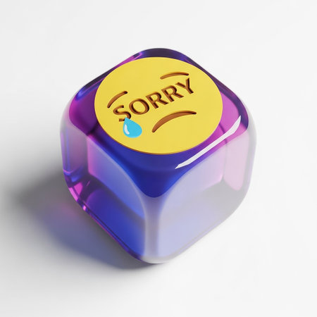 3d rendering of sad emoticon on dice over white background.の写真素材