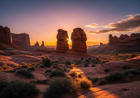 Sunset in Arches National Park, Utah, United States.の写真素材