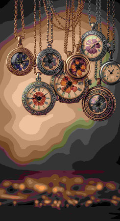 Vintage background with pocket watches. Vector illustration for your design.の写真素材