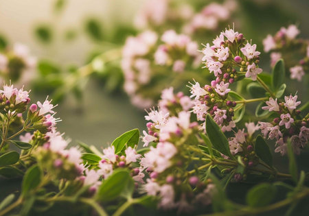 Thymus vulgaris, also known as marjoram or marjoram.の写真素材