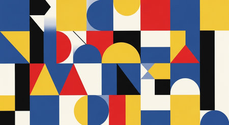 Geometric background with overlapping rounded shapes in retro style. Vector illustration.