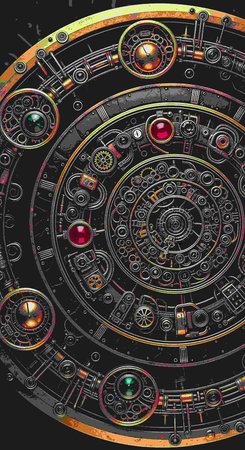 Abstract technology background with various technological elements. Vector illustration for your designの写真素材