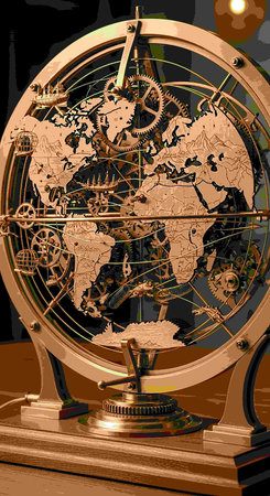 Antique globe with a map of the world. Vector illustration.の写真素材