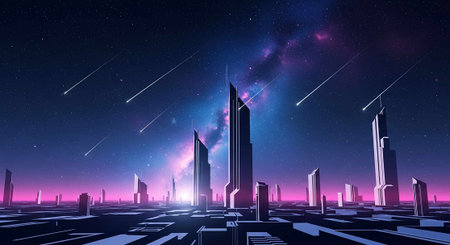 Illustration of a fantasy world with an hourglass in the middle