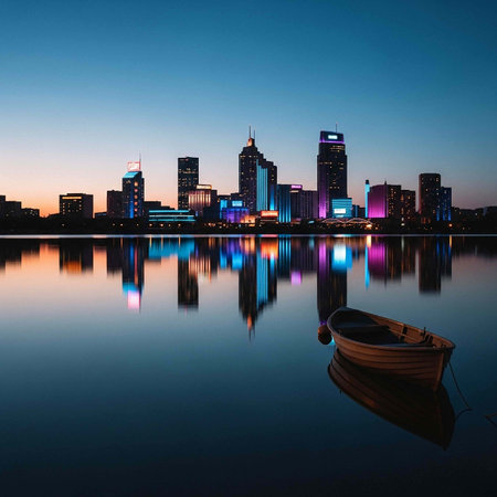 City at night. Cityscape. Illustration.