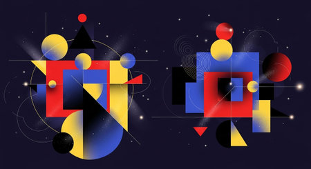 Abstract geometric background with colorful elements. Vector illustration for your design.の写真素材