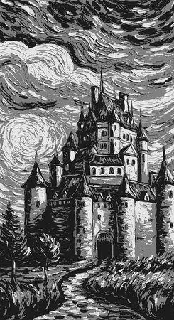 Illustration of the medieval castle Chateau de Chateau de Chambord in Franceの写真素材