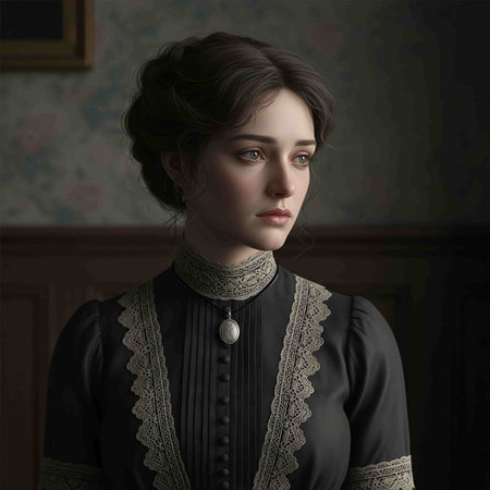 Portrait of a beautiful young woman in medieval dress. Vintage style.の写真素材