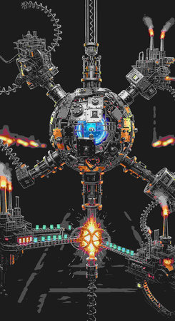 Illustration of a steampunk robot in the style of the 80sの写真素材