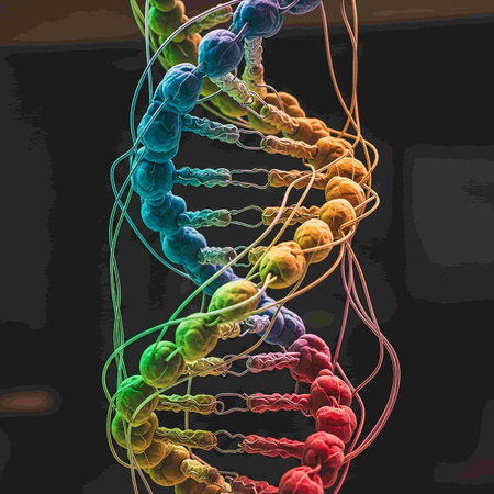DNA structure, 3D render of human DNA chain on black backgroundの写真素材
