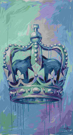 Illustration of a crown with pearls on a grunge backgroundの写真素材