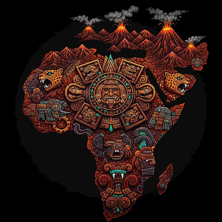 Hand drawn tribal ethnic map of Africa. Vector illustration for your design