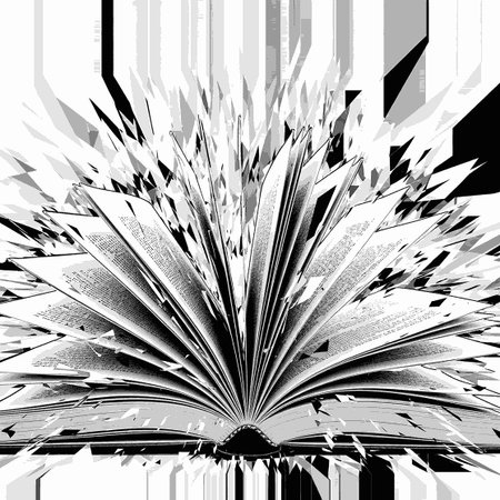 Open book. Abstract background. Vector illustration. Black and white.