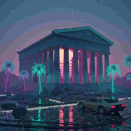 Temple of Hephaestus in Athens, Greece. Vector illustrationの写真素材