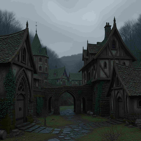 3D render of a haunted house in the middle of the forestの写真素材