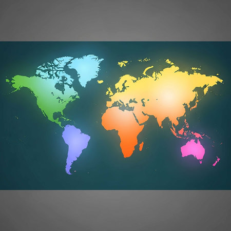 Colorful world map on dark background. Vector illustration. Eps 10の写真素材