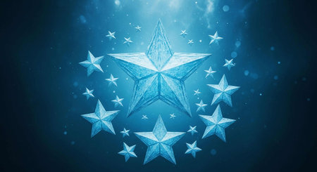 Blue Christmas star on a dark blue background. 3D Rendering