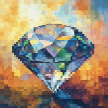 Illustration of a diamond in a pixel art style. Vector illustration.の写真素材