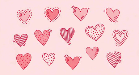 Valentine's day hand drawn hearts. Vector illustration for your designの写真素材