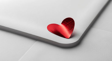 Valentine's day concept. Red heart on a white envelopeの写真素材